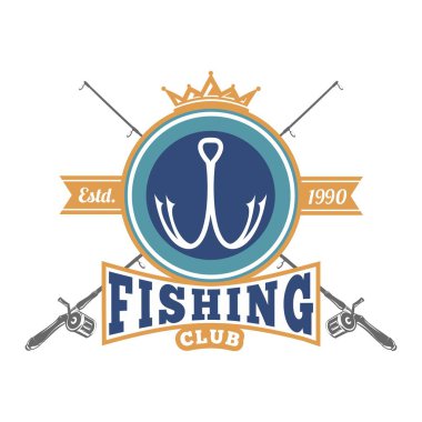 Basit balıkçılık temalı vektör veya logo tasarımı