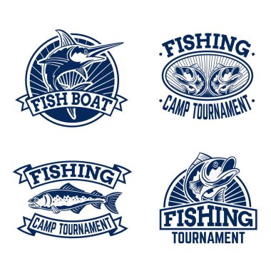 Basit balıkçılık temalı vektör veya logo tasarımı