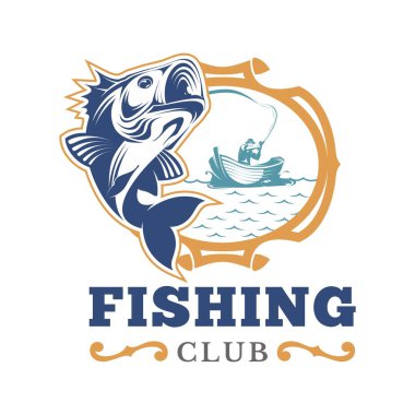 Basit balıkçılık temalı vektör veya logo tasarımı