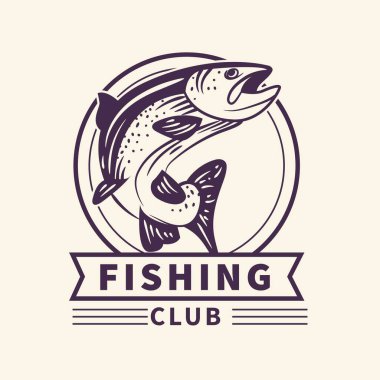 Basit balıkçılık temalı vektör veya logo tasarımı
