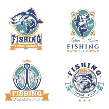 Basit balıkçılık temalı vektör veya logo tasarımı