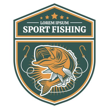 Basit balıkçılık temalı vektör veya logo tasarımı