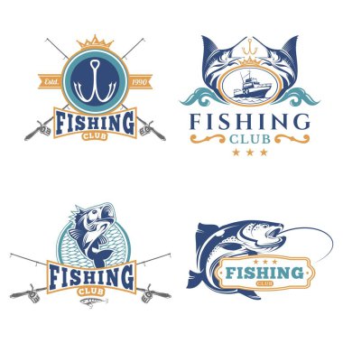 Basit balıkçılık temalı vektör veya logo tasarımı
