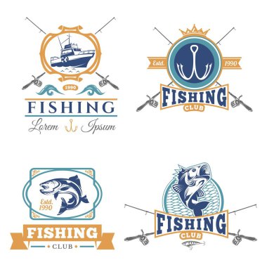 Basit balıkçılık temalı vektör veya logo tasarımı
