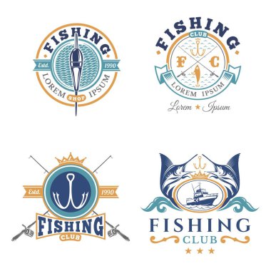 Basit balıkçılık temalı vektör veya logo tasarımı