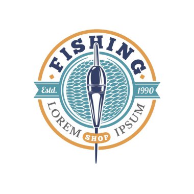 Basit balıkçılık temalı vektör veya logo tasarımı