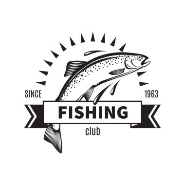 Basit balıkçılık temalı vektör veya logo tasarımı
