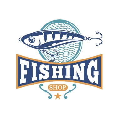 Basit balıkçılık temalı vektör veya logo tasarımı