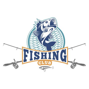 Basit balıkçılık temalı vektör veya logo tasarımı