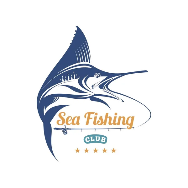 Vetor Temático Pesca Simples Design Logotipo — Vetor de Stock