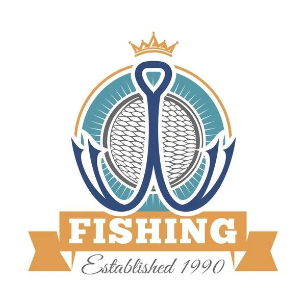 Basit balıkçılık temalı vektör veya logo tasarımı