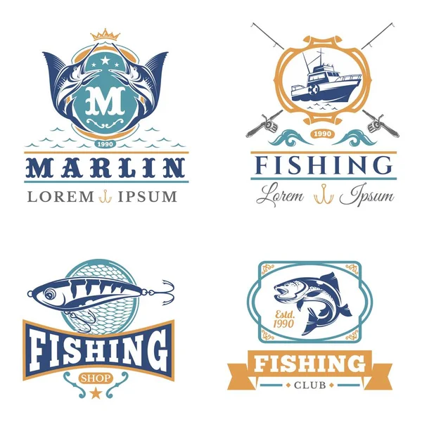 Diseño Simple Vectores Logotipos Temáticos Pesca — Vector de stock