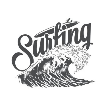 Sörf temalı basit vektör logosu