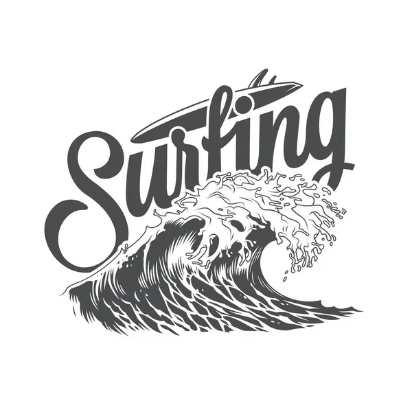 Surf Temática Logo Vector Simple — Vector de stock