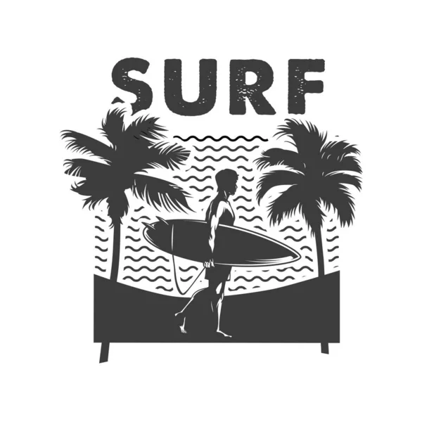 Surf Themed Simple Vector Logo — ストックベクタ