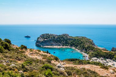 Anthony Quinn Körfezi Faliraki, Rhodes Island, Yunanistan 'da. Üst görünüm.