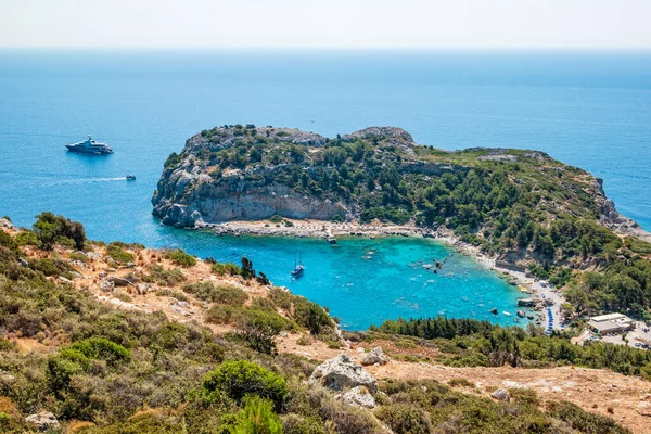 Anthony Quinn Körfezi Faliraki, Rhodes Island, Yunanistan 'da. Üst görünüm.