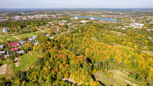 Top view of the center of Dolyna, Ivano-Frankivsk region, Ukraine.