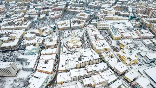 Top View Ivano Frankivsk Winter Christmas Time — Stock Photo, Image