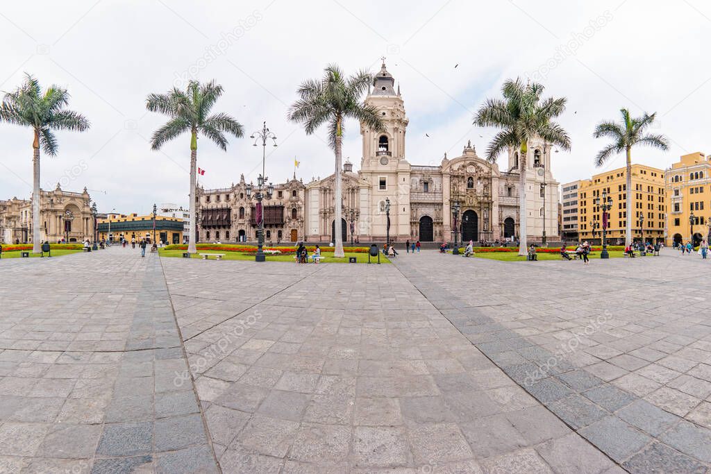 Central square in the historic center of Lima in Peru.