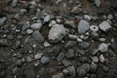 close up of coal charcoal on the ground