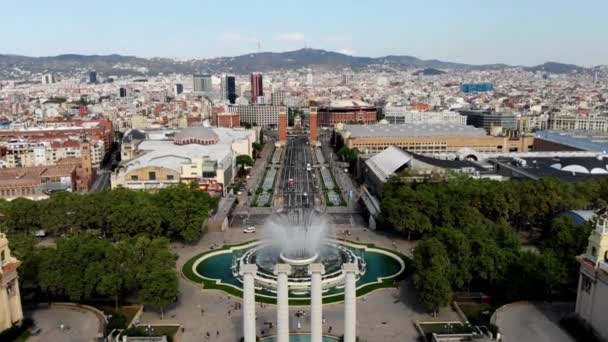 Drone Tiro Palácio Nacional Barcelona Museu Nacional Arte Catalunha Vista — Vídeo de Stock