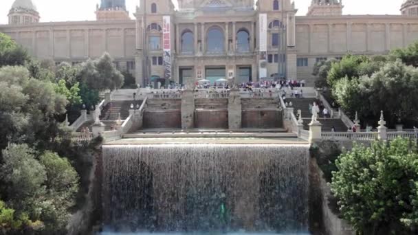 Drone Skott National Palace Barcelona Kataloniens Nationalmuseum Utsikt Från Ett — Stockvideo