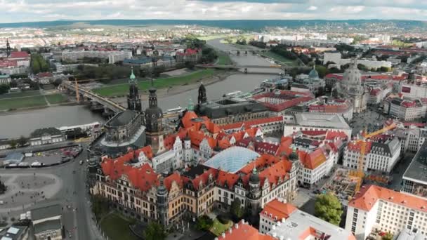 Drone Sparato Dresda Castello Dresda Residenza Elettori Sassoni Fortezza Dresda — Video Stock