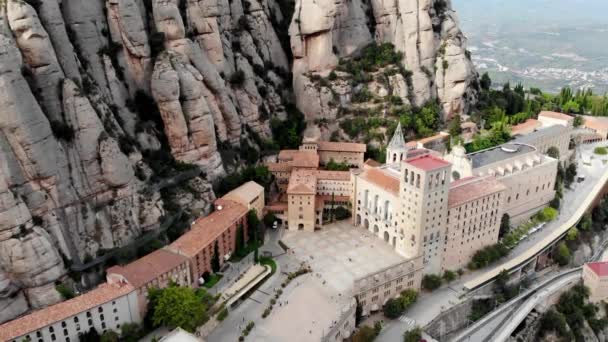 Zdjęcie Drona Góry Montserrat Widok Drona Słynnego Klasztoru Montserrat Górskie — Wideo stockowe