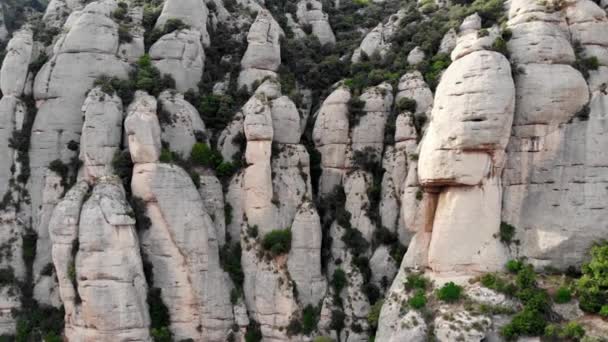 Tiro Dron Del Monte Montserrat Drone Vista Del Famoso Monasterio — Vídeo de stock