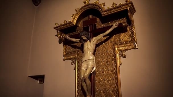 Monastery Montserrat Basilica Virgin Mary Montserrat Shrine Catalonia Statue Black — стоковое видео