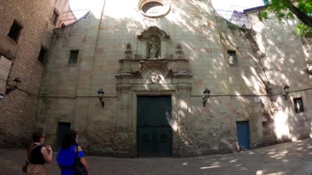 Piazza San Felipe Neri Barcellona Una Piccola Piazza Nel Quartiere — Video Stock