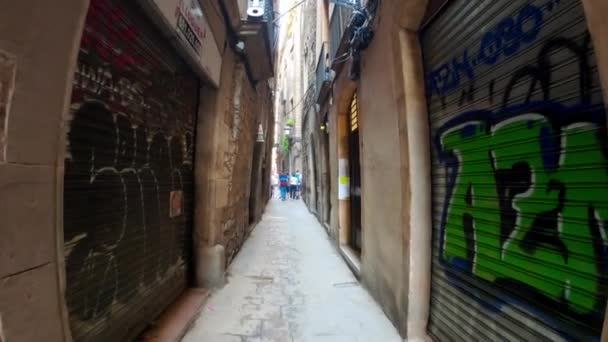 Gotiska Kvarteren Barcelona Den Centrala Och Äldsta Delen Gamla Stan — Stockvideo