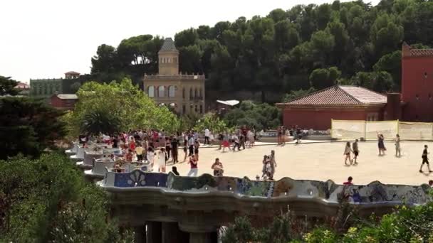 Park Guell Barcelona Museum Antonio Gaud Most Famous Park Spain — ストック動画