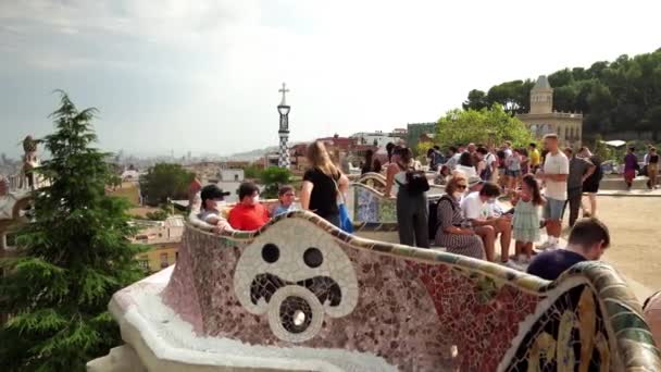 Park Guell Barcelona Museum Antonio Gaud Most Famous Park Spain — стоковое видео