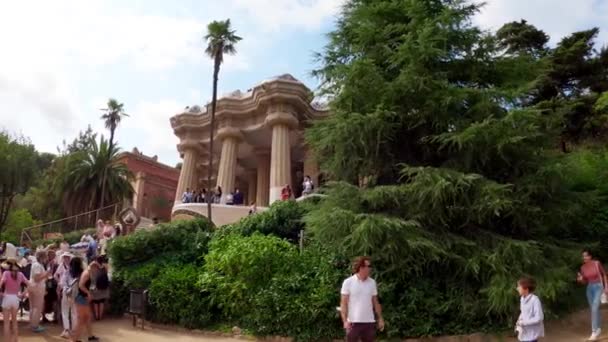 Park Guell Barcelona Museum Antonio Gaud Most Famous Park Spain — стоковое видео