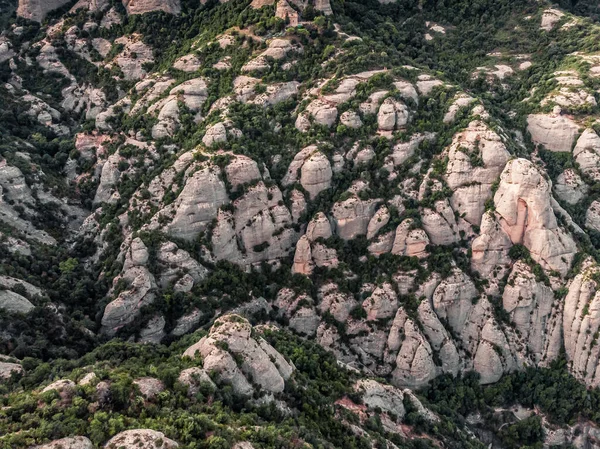 Vista Drone Montanha Montserrat Montanhas Irregulares Espanha Paisagem Montesa Trilhas — Fotografia de Stock