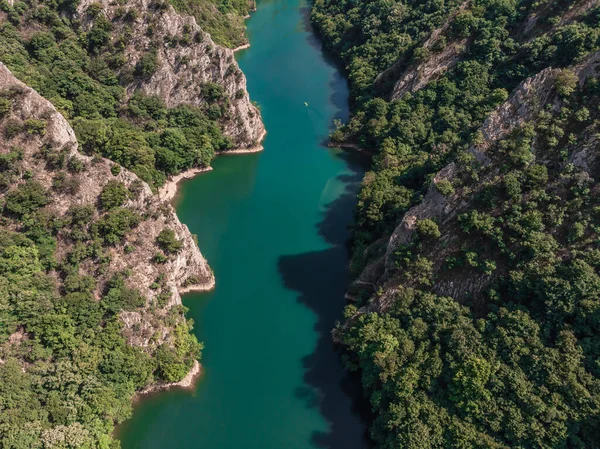 Drone View Matka Canyon Drone Shot Lake Canyon North Macedonia — Fotografia de Stock