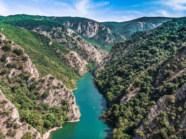 Drone View Matka Canyon Drone Shot Lake Canyon North Macedonia — стокове фото