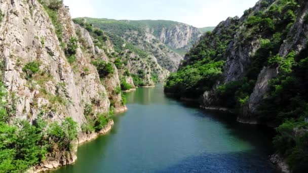 Drone View Matka Canyon Drone Shot Lake Canyon North Macedonia — Stock Video