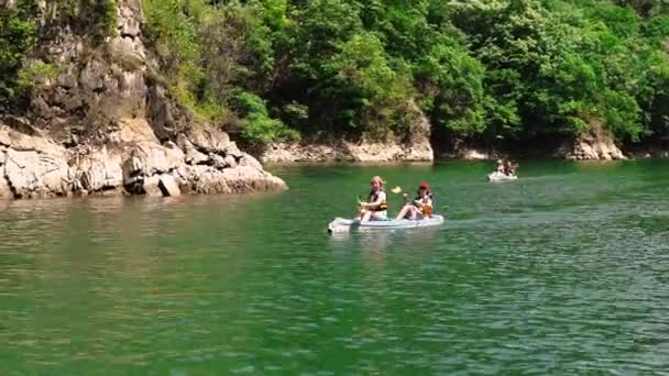 Canyon Matka Skopje Schlucht Nordmakedonien Tal Des Flusses Treska Bootsfahrt — Stockvideo