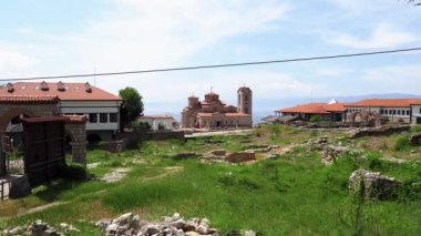 Plaoshnik. Plaosh is the historical center of the ancient city of Ohrid. Archaeological site on the eastern shore of Lake Ohrid. Cultural and tourist center of Ohrid in North Macedonia.
