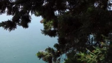 Ohri Gölü kıyısında bir tekne. Göldeki insanların tekneyle nakledilmesi. Bir balıkçı Ohri şehrinde göl kenarında bir tekne motoru çalıştırıyor. Kuzey Makedonya 'nın Ohri kenti.