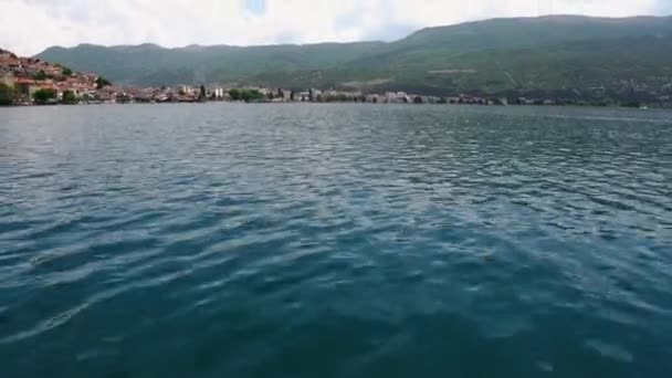 Pittoresk Utsikt Från Sjön Till Ohrid Staden Ohrid Norra Makedonien — Stockvideo
