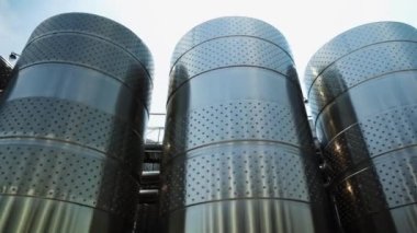 Modern equipment for making and processing grapes. Fermentation and storage of wines in stainless steel venifiers. The latest innovations in winemaking. Shabo plant