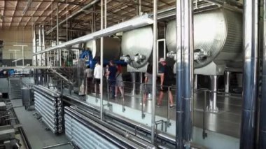Modern equipment for making and processing grapes. Fermentation and storage of wines in stainless steel venifiers. The latest innovations in winemaking. Shabo plant