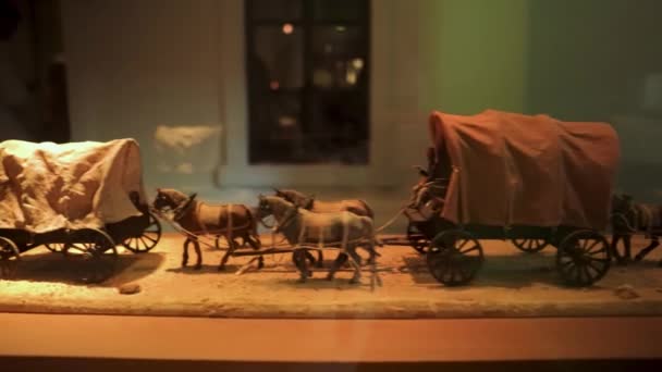 Muzeum Shabo Sochy Území Továrny Shabo Miniaturní Figurky Koní Kočáry — Stock video