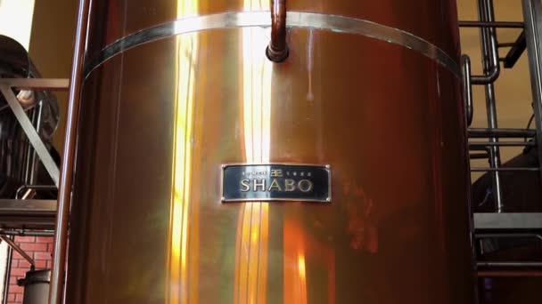 Modern Continuous Distillation Plant Powerful Copper Distillation Plants Shabo Wine — Stok video