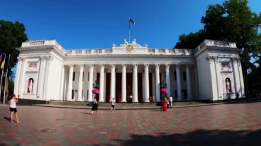 City Council on Primorsky Boulevard. The building of the Odessa City Council on Dumskaya Square. Bright architectural monument of classicism. Big white columns