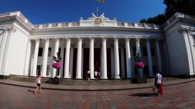 City Council on Primorsky Boulevard. The building of the Odessa City Council on Dumskaya Square. Bright architectural monument of classicism. Big white columns